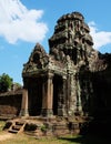 Medieval dilapidated building in Indochina. The ruins of an ancient Hindu temple