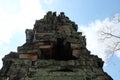 Medieval dilapidated building in Indochina. The ruins of an ancient Hindu temple