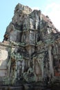 Medieval dilapidated building in Indochina. The ruins of an ancient Hindu temple