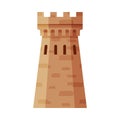 Medieval Donjon Tower, Part of Ancient Fortress or Castle Vector Illustration