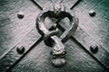 Medieval door handle, macro view. Czech, Prague doorhandle knock