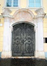 Medieval door with ornate metal pattern(Salzburg) Royalty Free Stock Photo