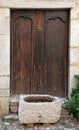 Medieval door in rural stone wall house, Provence Royalty Free Stock Photo