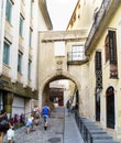 Medieval door on a slope accessing the university in the oldest part of the city