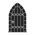 Medieval door vector black icon. Vector illustration castle doors on white background. Isolated black illustration icon Royalty Free Stock Photo