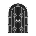 Medieval Door Vector Black Icon. Vector Illustration Castle Doors On White Background. Isolated Black Illustration Icon
