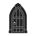 Medieval door vector black icon. Vector illustration castle doors on white background. Isolated black illustration icon Royalty Free Stock Photo