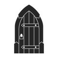 Medieval door vector black icon. Vector illustration castle doors on white background. Isolated black illustration icon Royalty Free Stock Photo