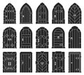 Medieval door vector black set icon. Vector illustration castle doors on white background. Isolated black set icon