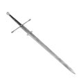 Medieval Double Edged Two Handed Sword on white background. 3D illustration