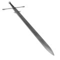 Medieval Double Edged Two Handed Sword on white background. 3D illustration