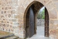 Medieval double-leaf door in Gothic style. Spain Royalty Free Stock Photo