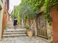 Medieval downtown of Begur with the Castle in background. Girona, Spain. Royalty Free Stock Photo