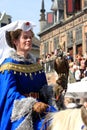 Medieval dressed lady with falcon