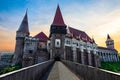 Medieval European Castle with Back-lit Sunset Royalty Free Stock Photo