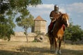 Medieval European knight in the castle Royalty Free Stock Photo