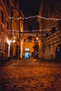 Medieval Evening in Cesky Krumlov: Illuminated Old Town with Fairy Lights