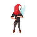 Medieval Executor or Headman Wearing Red Hat and Carrying Sharp Axe Vector Illustration Royalty Free Stock Photo