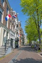 Medieval facades at the Prinsengracht in Amsterdam Netherlands at Kingsday