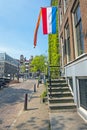 Medieval facades at the Prinsengracht in Amsterdam Netherlands at Kingsday