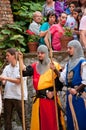 Medieval fair and tourists at Bran castle