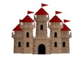 The stone castle of the knights. Cartoon flat illustration Royalty Free Stock Photo