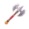 Medieval fantasy axe flat icon. Game weapon illustration. Royalty Free Stock Photo