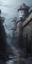 Medieval Fantasy City With Stone Buildings A Realistic Landscape With Detailed Marine Views