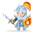 Medieval female knight woman warrior girl fantasy action RPG game layered animation ready character vector illustration