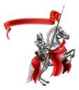 Medieval Flag Knight on Horse Royalty Free Stock Photo