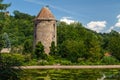 Medieval fortification tower in Weinheim town Royalty Free Stock Photo