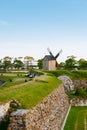 Medieval fortifications of the Kuressaare castle in Saaremaa, Estonia. Towers, windmills, stone walls