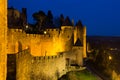 Medieval fortified city in evening time. Carcassonne, France Royalty Free Stock Photo