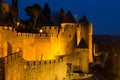 Medieval fortified city in evening time. Carcassonne Royalty Free Stock Photo