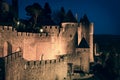 Medieval fortified city in evening time. Carcassonne Royalty Free Stock Photo