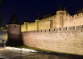Medieval fortified city in night time. Carcassonne Royalty Free Stock Photo