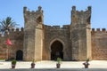 The medieval fortified entrance to Chellah necropolis in Morocco.