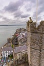 A medieval fortress along the Menai Strait in north-west Wales - Caernarfon Castle