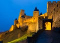 Medieval fortress in evening time. Carcassonne Royalty Free Stock Photo