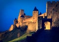 Medieval fortress in evening time. Carcassonne Royalty Free Stock Photo