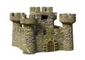Medieval fortress feudal castle with towers for surveillance isolated over white background