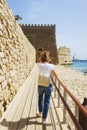 Medieval fortress Kules at the entrance to the Venetian bay and the city of Heraklion. Royalty Free Stock Photo