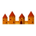 Medieval fortress with towers and walls. Trakai castle. Lithuanian tourist attraction. Old European city