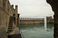 Medieval fortress walls in Sirmione, Italy