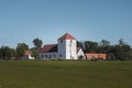 The medieval Fulltofta church stand close to the agricultural fields in the flat farmlands of SkÃÂ¥ne Scania in southern Sweden