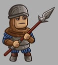 Medieval game character Pikeman Royalty Free Stock Photo