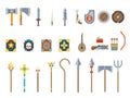 Medieval Game Weapons Set Fantasy RPG Vector Icons Flat Design Vector Illustration Royalty Free Stock Photo