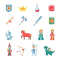 Medieval games symbols flat icons set Royalty Free Stock Photo