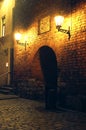 Medieval gate at night in Riga