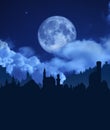 Medieval German castle under full Moon Royalty Free Stock Photo